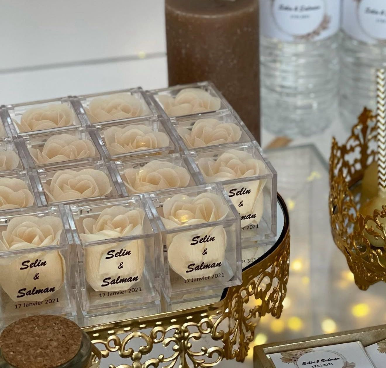 Boîte personnalisée avec Rose en savon